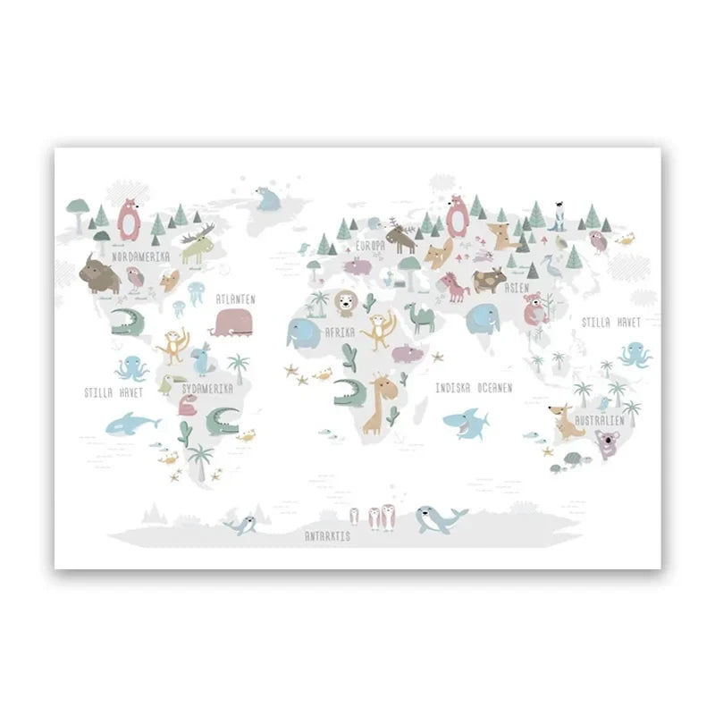 Lisslune | World map canvas poster