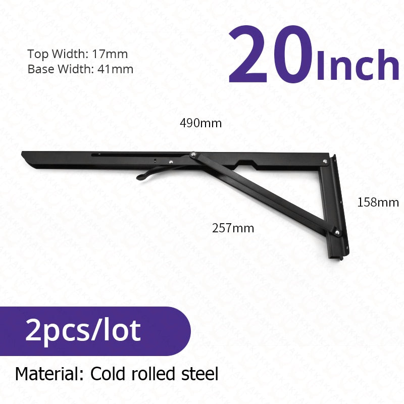 Lisslune | 2-piece set collapsible shelf brackets, heavy-duty, made of stainless steel for tables, motorhomes and space-saving