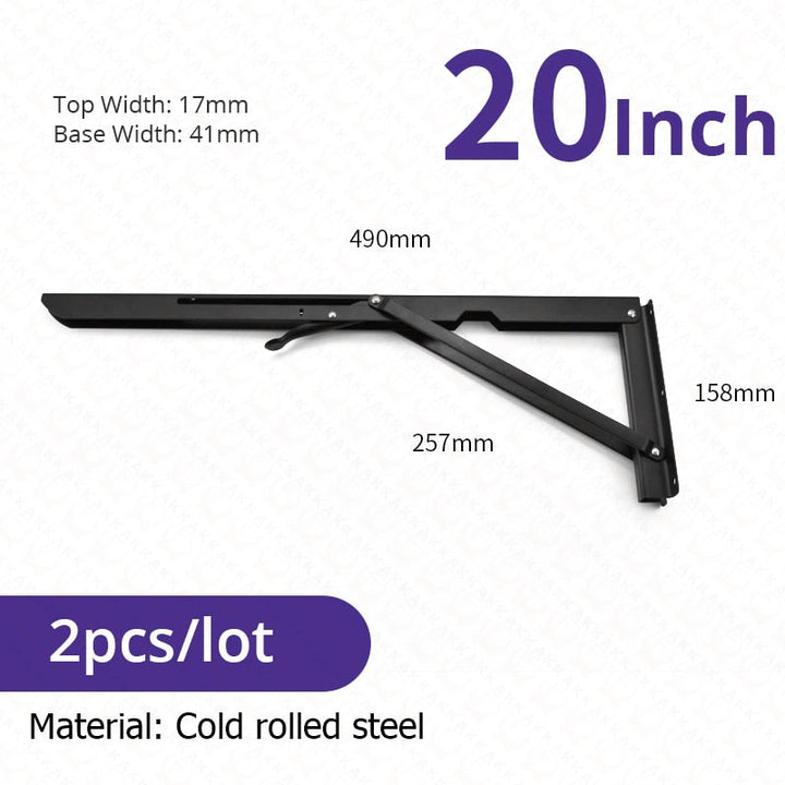 Lisslune | 2-piece set collapsible shelf brackets, heavy-duty, made of stainless steel for tables, motorhomes and space-saving