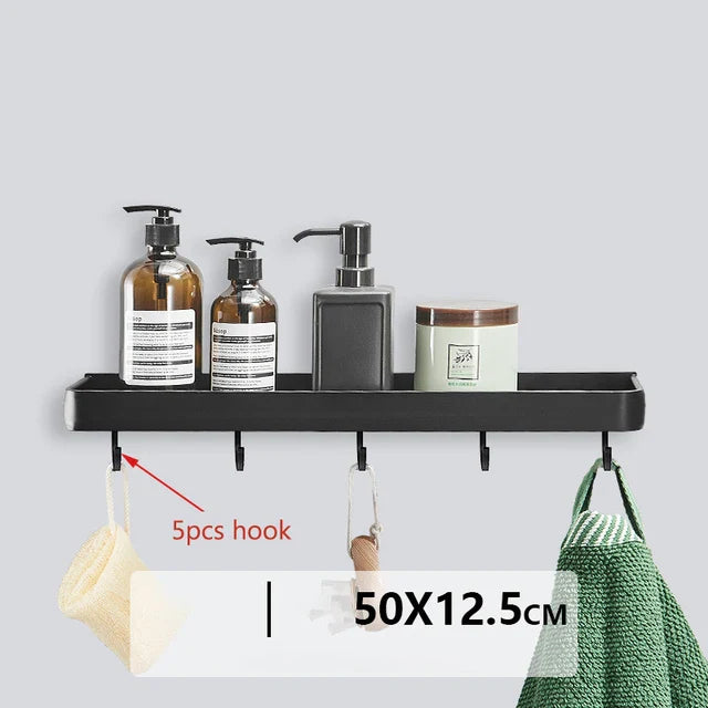 Lisslune | black wall-mounted storage shelf