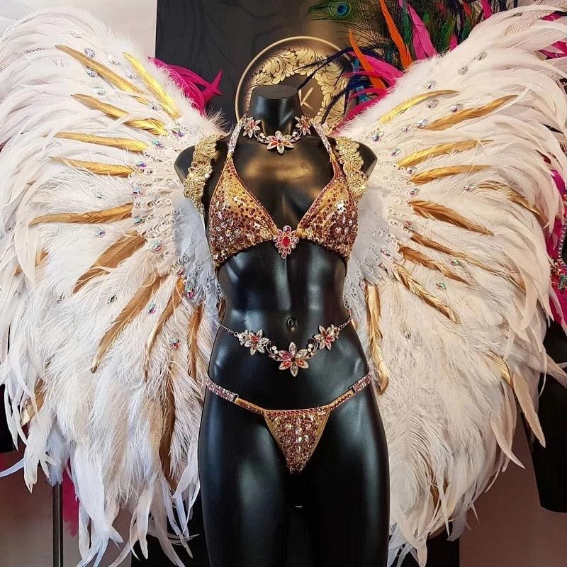 Lisslune | Glamorous Gold Tipped Feather Craft Set for Elegant Event Enhancements