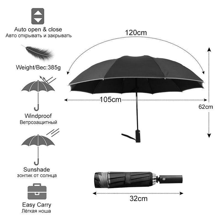 Lisslune | Stylish 10-rib Compact Automatic Umbrella - Resilient and Trendy