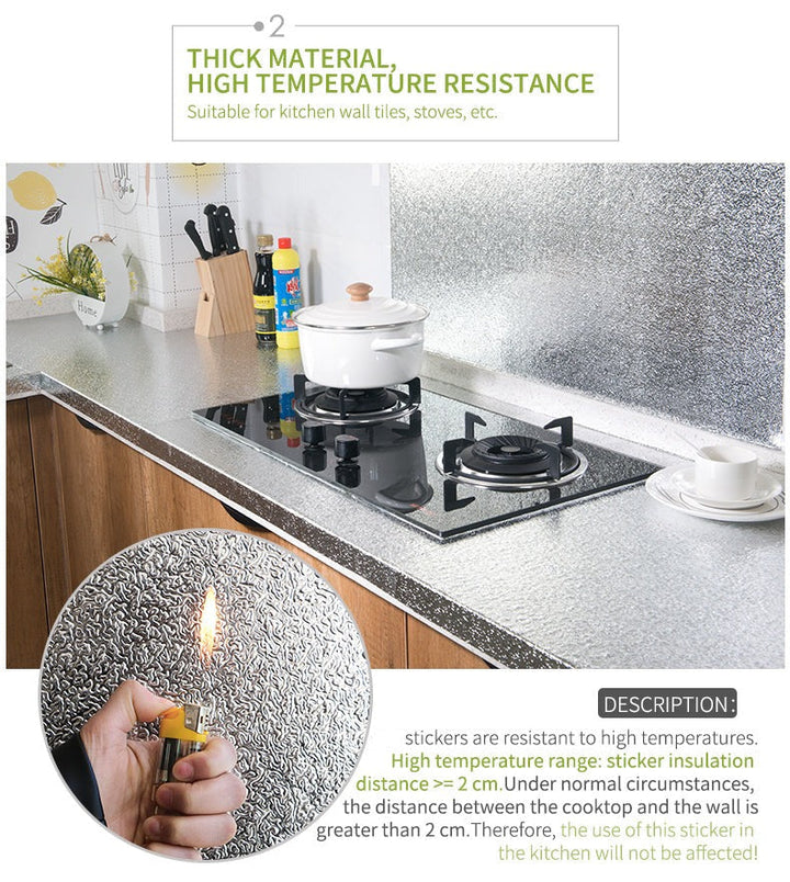 Lisslune | Waterproof Self-Adhesive Kitchen Oil-proof Wallpapers