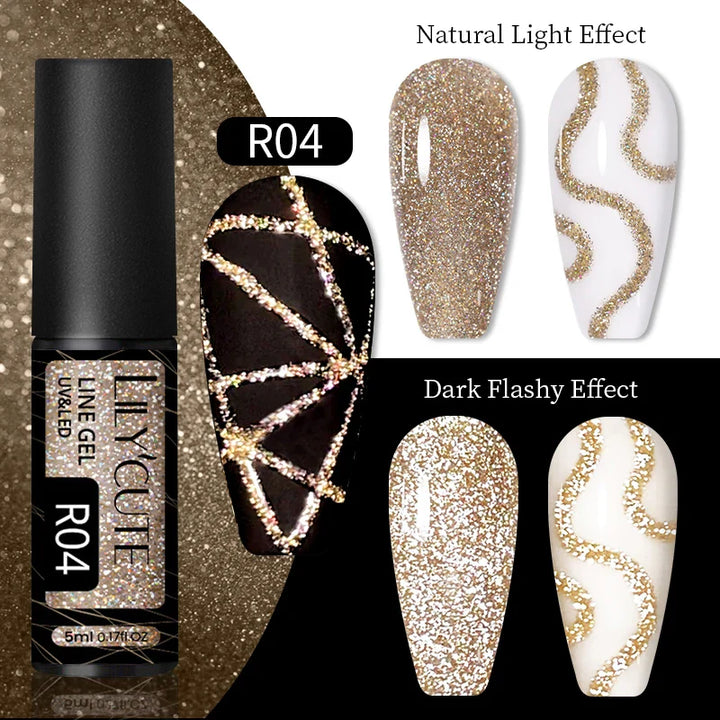 Rynx | 5ml Colorful Reflective Liner Gel Nail Polish Super Bright Painting Glitter Gel Graffiti Stripe Design Polish Manicure