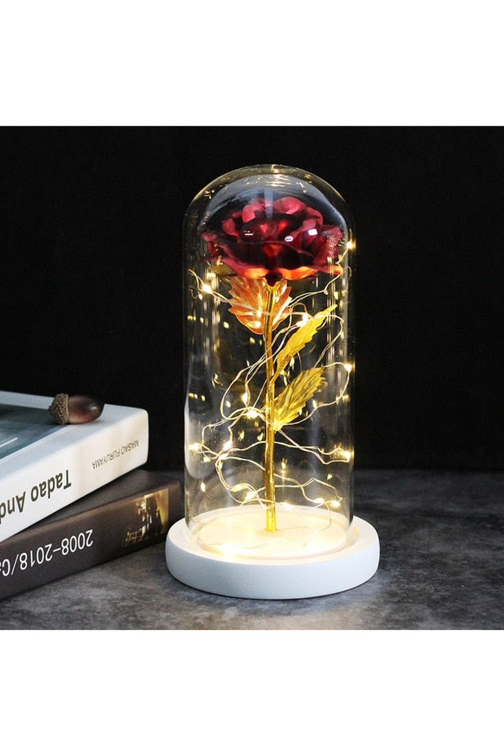 Lisslune | illuminated enchanted rose lamp
