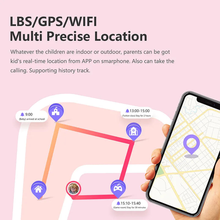 Lisslune | LT21 4G Kids Smartwatch with GPS, WiFi, Video Call, SOS, IP67 waterproof - Kids safety tracker and location monitoring cell phone watch