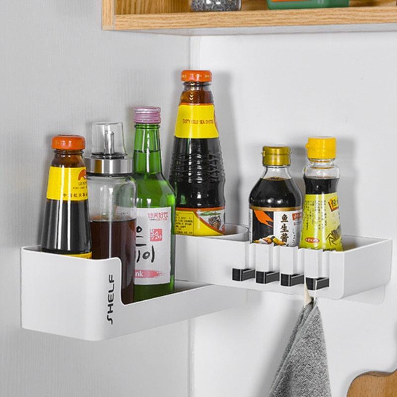Lisslune | Rotating Corner Wall Storage Shelf with Hooks for Smart Bathroom and Kitchen Organization