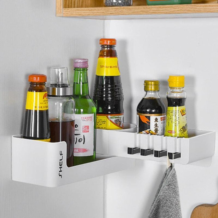 Lisslune | Rotating Corner Wall Storage Shelf with Hooks for Smart Bathroom and Kitchen Organization