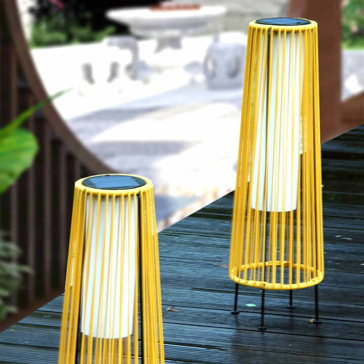 Lisslune | Solar LED Rattan Lantern – Large Outdoor Lighting in Oval Design for Garden and Terrace