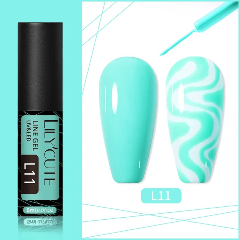 Rynx | 5ml Line Nail Art Polish Liner Pen Gel with Brush Varnish Semi Permanent Gel Nail Polish Wire Drawing Line Nail Art Tool