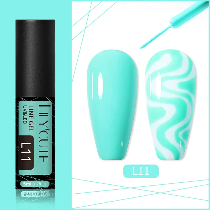 Rynx | 5ml Line Nail Art Polish Liner Pen Gel with Brush Varnish Semi Permanent Gel Nail Polish Wire Drawing Line Nail Art Tool