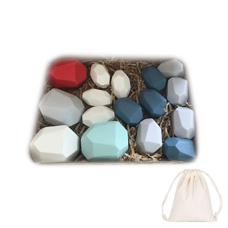 Lisslune | Wood Stone Balancing Blocks Natural Wooden Toy
