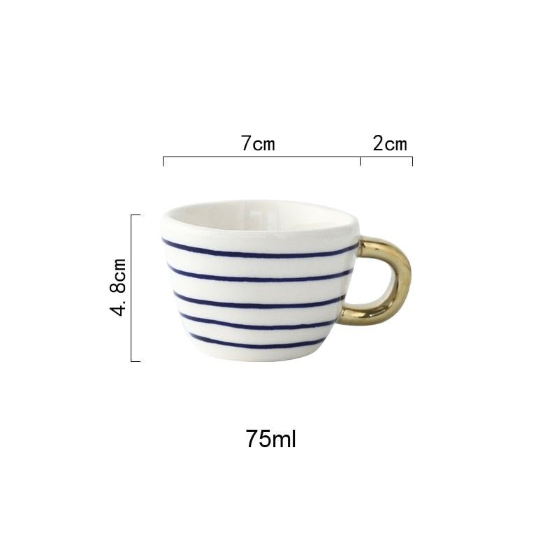 Lisslune | Cup with abstract geometric pattern and gold handle