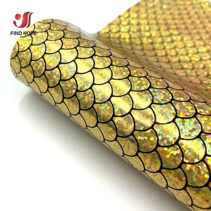 Lisslune | Enchanted holographic mermaid scales PU synthetic leather for creative DIY projects