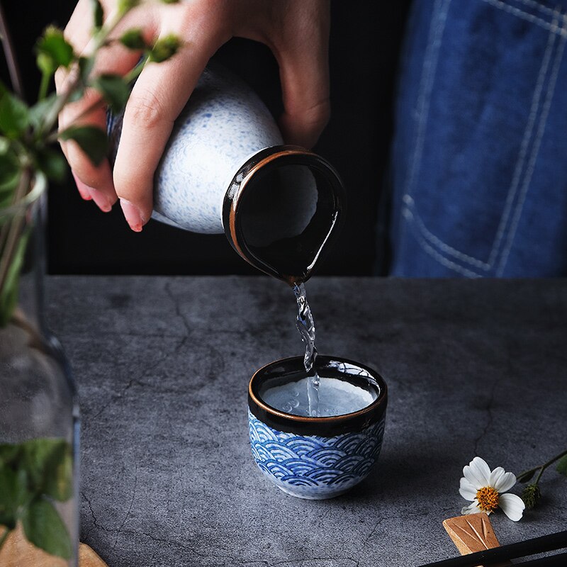 Lisslune | Sake wine in Japanese style, warm Chinese wine set, home ceramic sake wine set for ladies