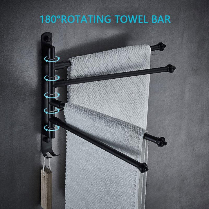 Lisslune | DOOKOLE Contemporary Stainless Steel Rotating Towel Stand with Hooks for Enhanced Bathroom Organization