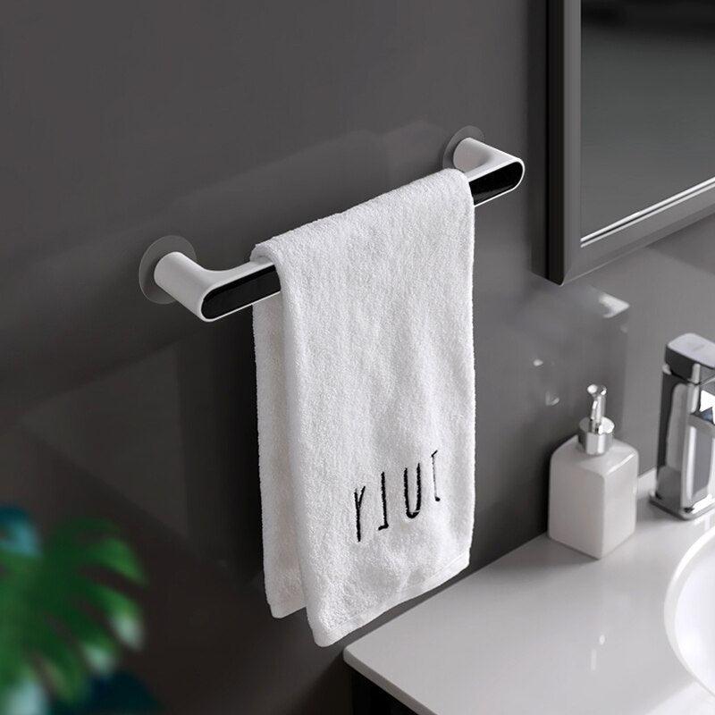 Lisslune | Modern gray and black self-adhesive towel holder with double hooks - 26.5*5.5cm