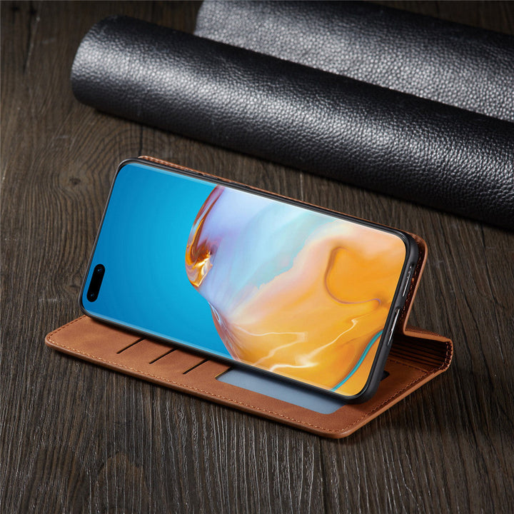 Lisslune | Huawei Case: Magnetic Leather Bag for Stylish Protection