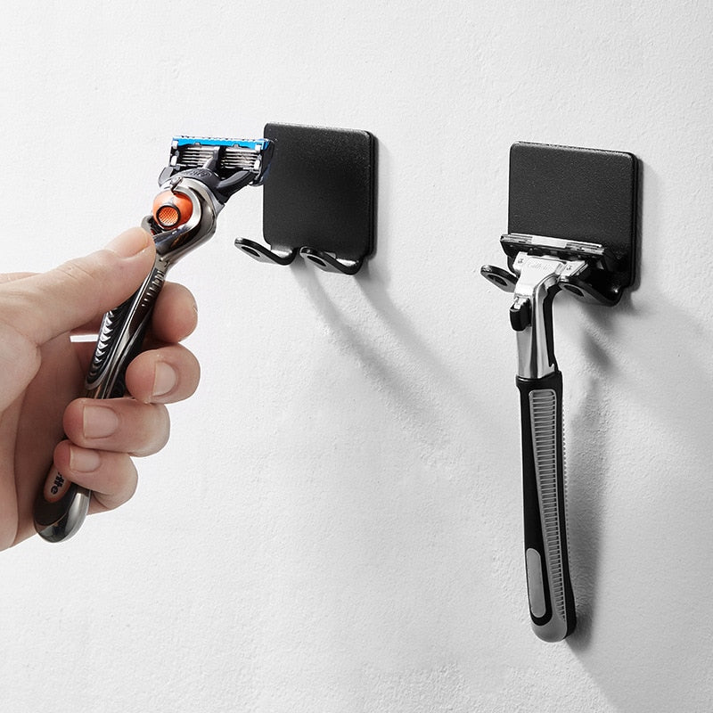 Lisslune | Punch-free Razor Holder Storage Hook (1/2/3 Pieces) - Wall Mounted Men's Razor Shelf for the Bathroom