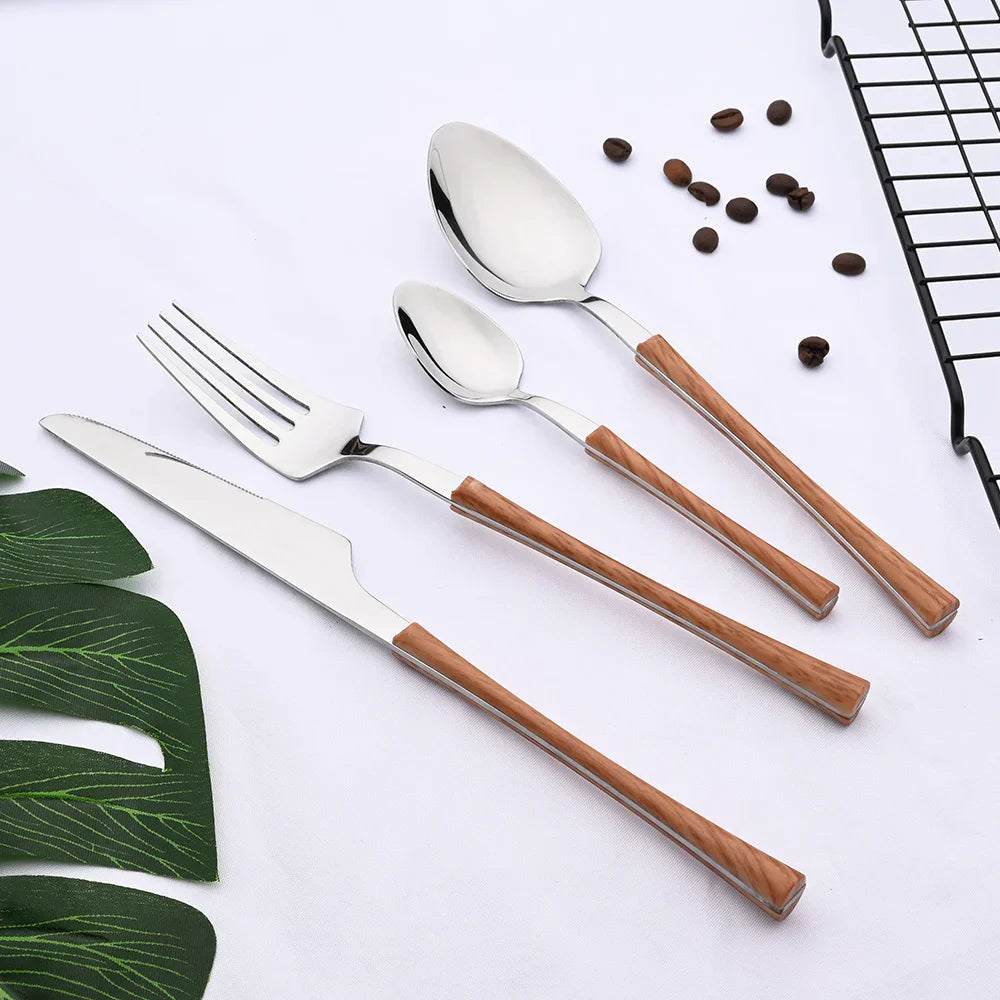 Lisslune | RusticDining | Stainless Steel Cutlery with Wooden Handles