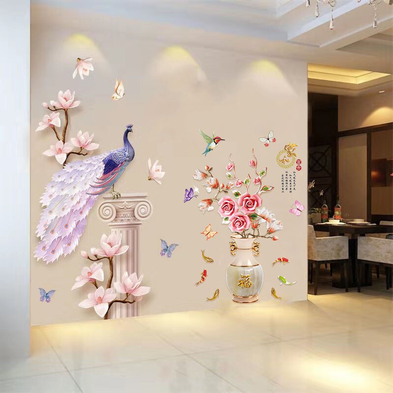 Lisslune | 3D Peacock Flower Style Wall Sticker