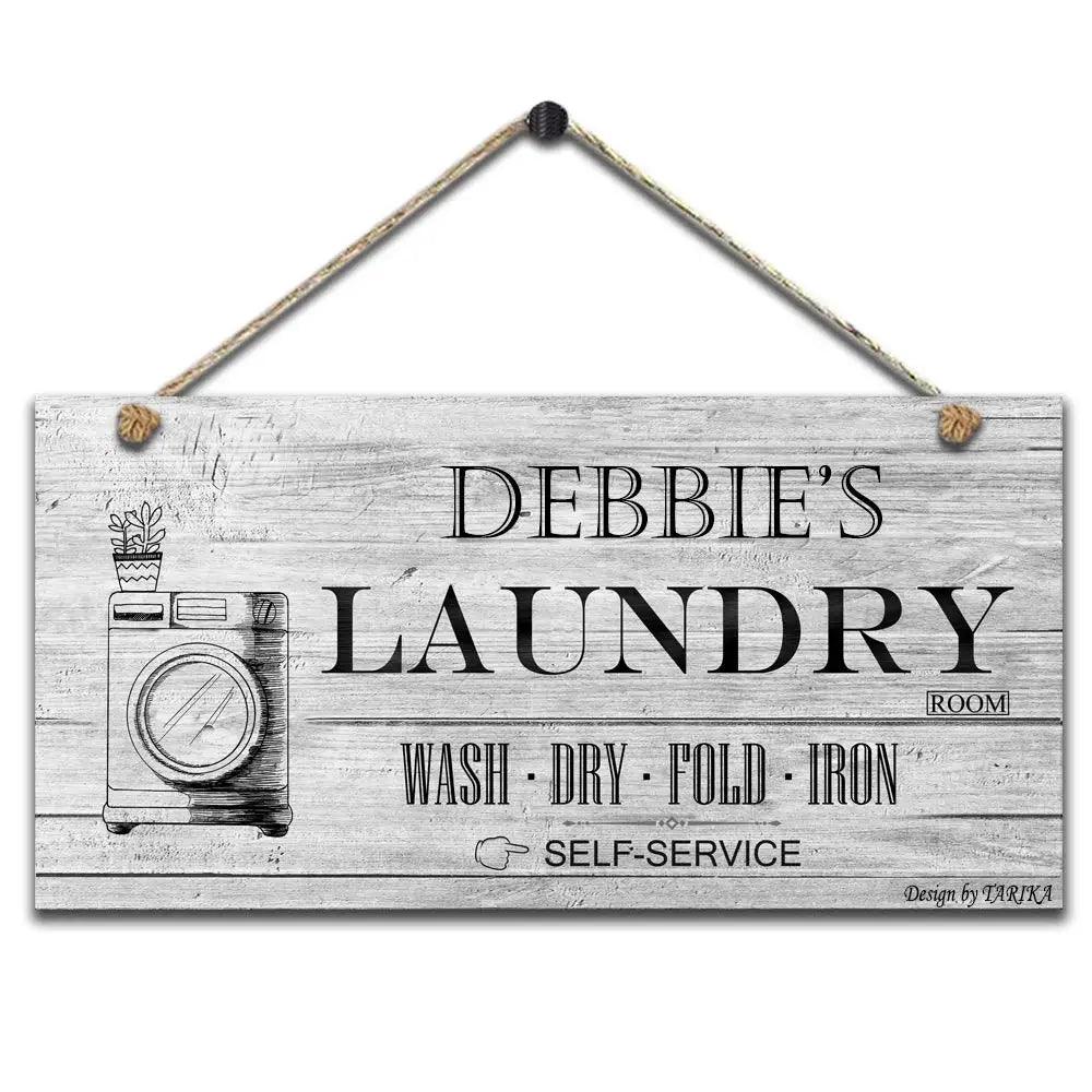 Lisslune | Retro Wooden Laundry Sign for Charming Home Decor