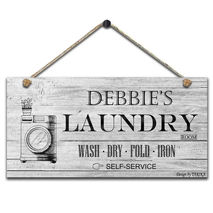 Lisslune | Retro Wooden Laundry Sign for Charming Home Decor
