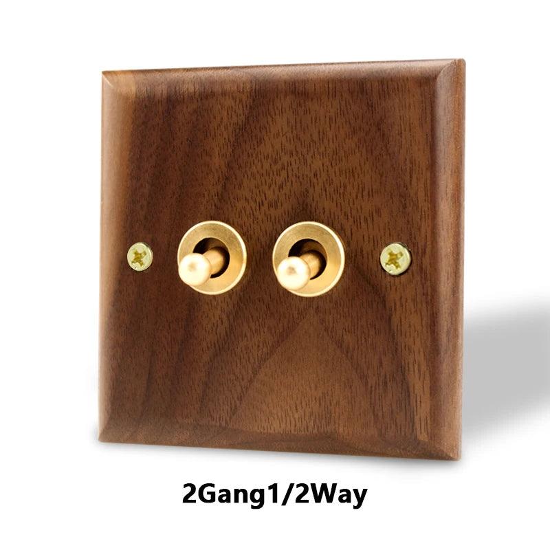 Lisslune | Stylish Black Walnut Electric Panel with USB Ports, Adjustable LED Ambient Lighting and Modern Pull Knob Features