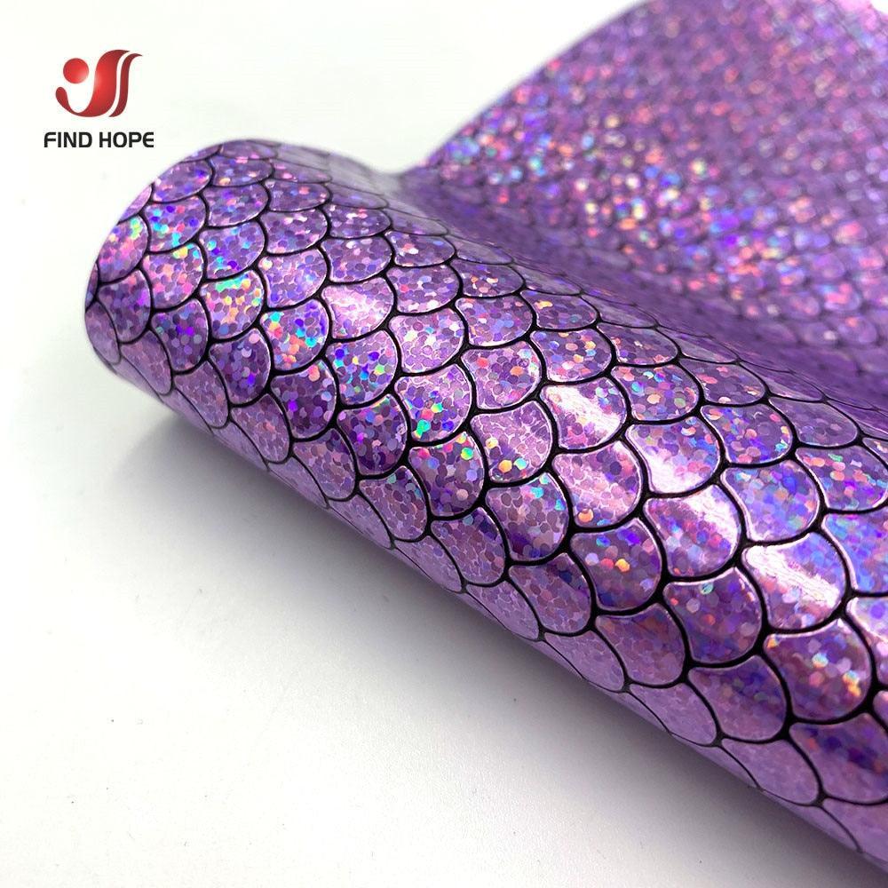 Lisslune | Enchanted holographic mermaid scales PU synthetic leather for creative DIY projects
