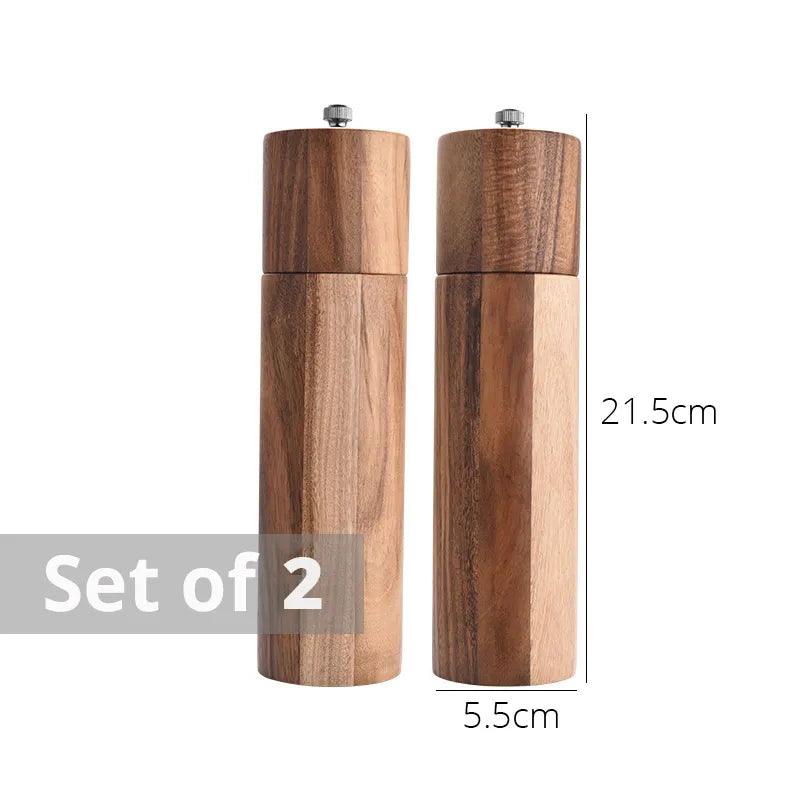 Lisslune | Elegant Acacia Wood Spice Mill Duo - Premium Kitchen Spice Mill