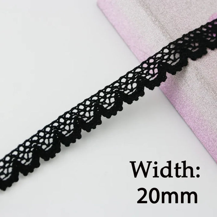 Rynx | (5 meters/roll) black lace fabric cotton embroidery trim DIY sewing handmade craft ribbons materials