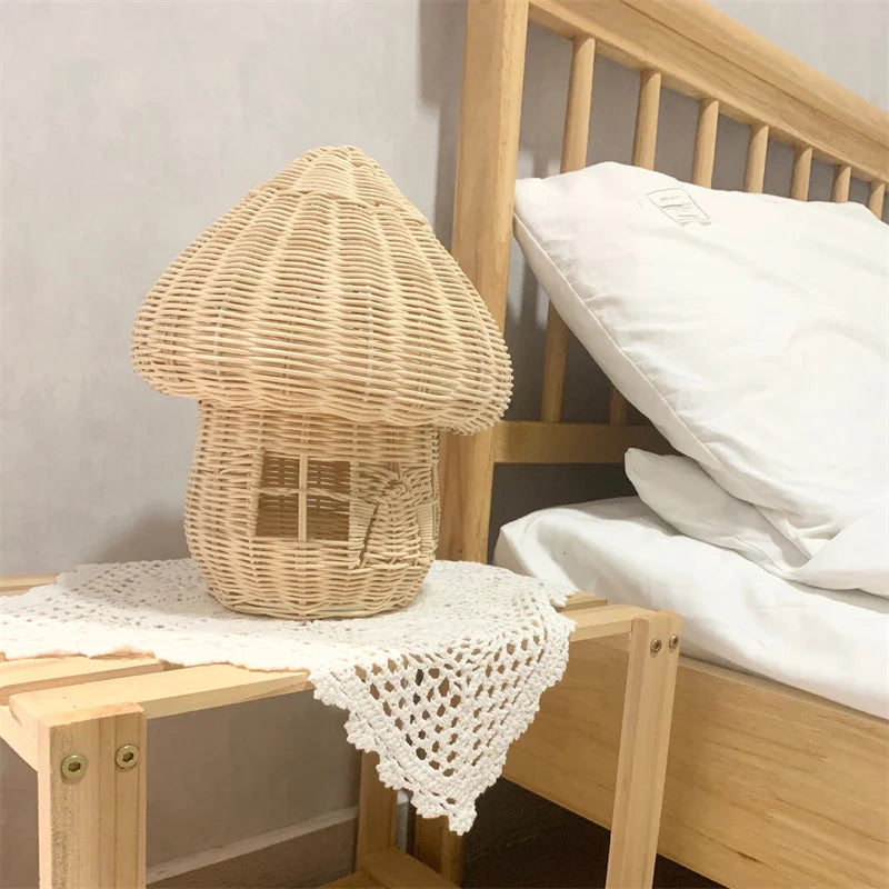 Lisslune | Handcrafted Rattan Mushroom House Ornament – Beautiful Woven Decoration for Home