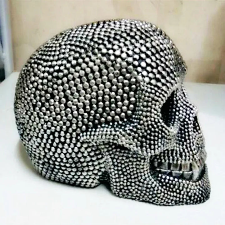 Lisslune | BUF Large Silver/Gold Skull Statue Resin Craft Decorative Ornaments Halloween Decoration Sculpture Home Decor Figures
