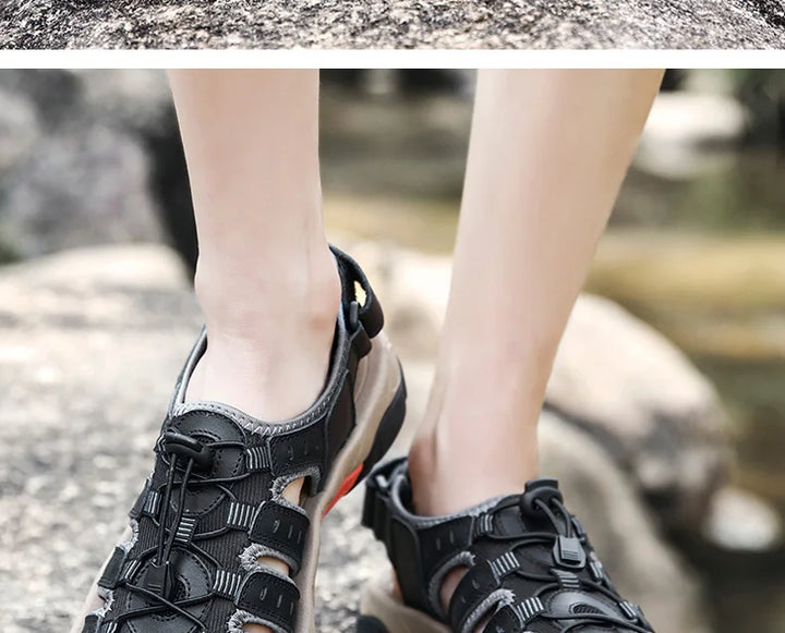 Lisslune | Summer Men's Outdoor Sandals Beach Shoes Genuine Leather Trekking Hiking
