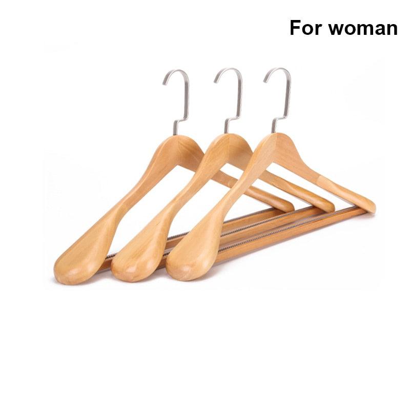 Lisslune | Elegant Botanica Lotus Wood Suit Hanger Collection with Wide Shoulders and Non-Slip Rod