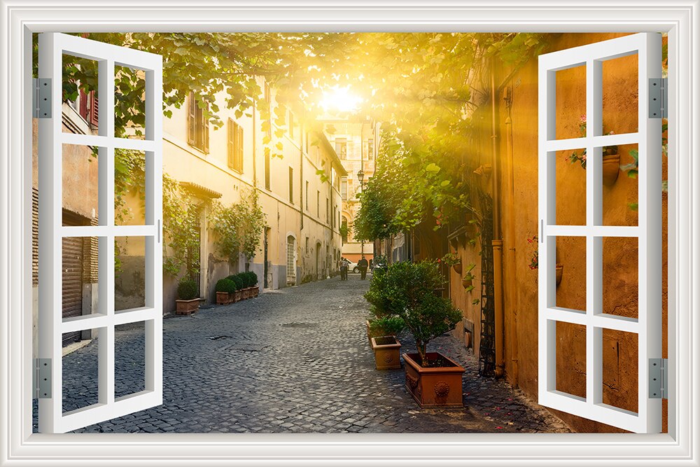Lisslune | 3D Street Scene Self-Adhesive European Wallpaper