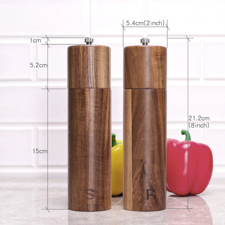 Lisslune | Elegant Acacia Wood Spice Mill Duo - Premium Kitchen Spice Mill