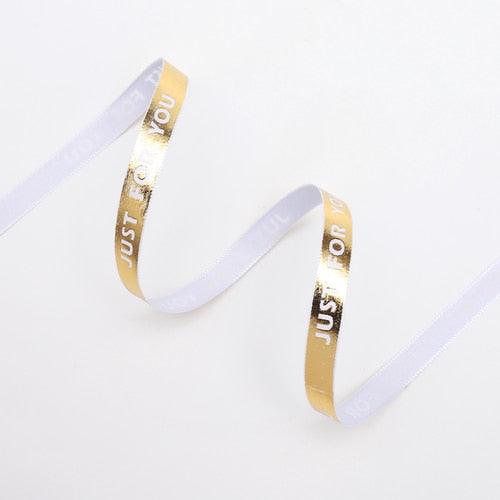 Lisslune | Luxurious Gold Bar Design Ribbon - 1 cm wide, 45 Yards for exquisite crafting and gift wrapping