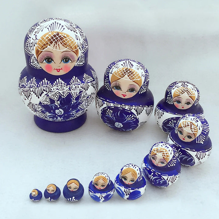 Lisslune | 10 pieces/set wooden Russian matryoshka dolls