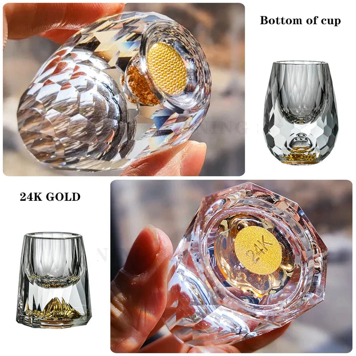 Lisslune | Crystal Glass Whiskey Glasses Bar Liqueur Sphere Cups Sake and Shochu Double-Walled Thick Bottoms Small Capacity Tea Cups