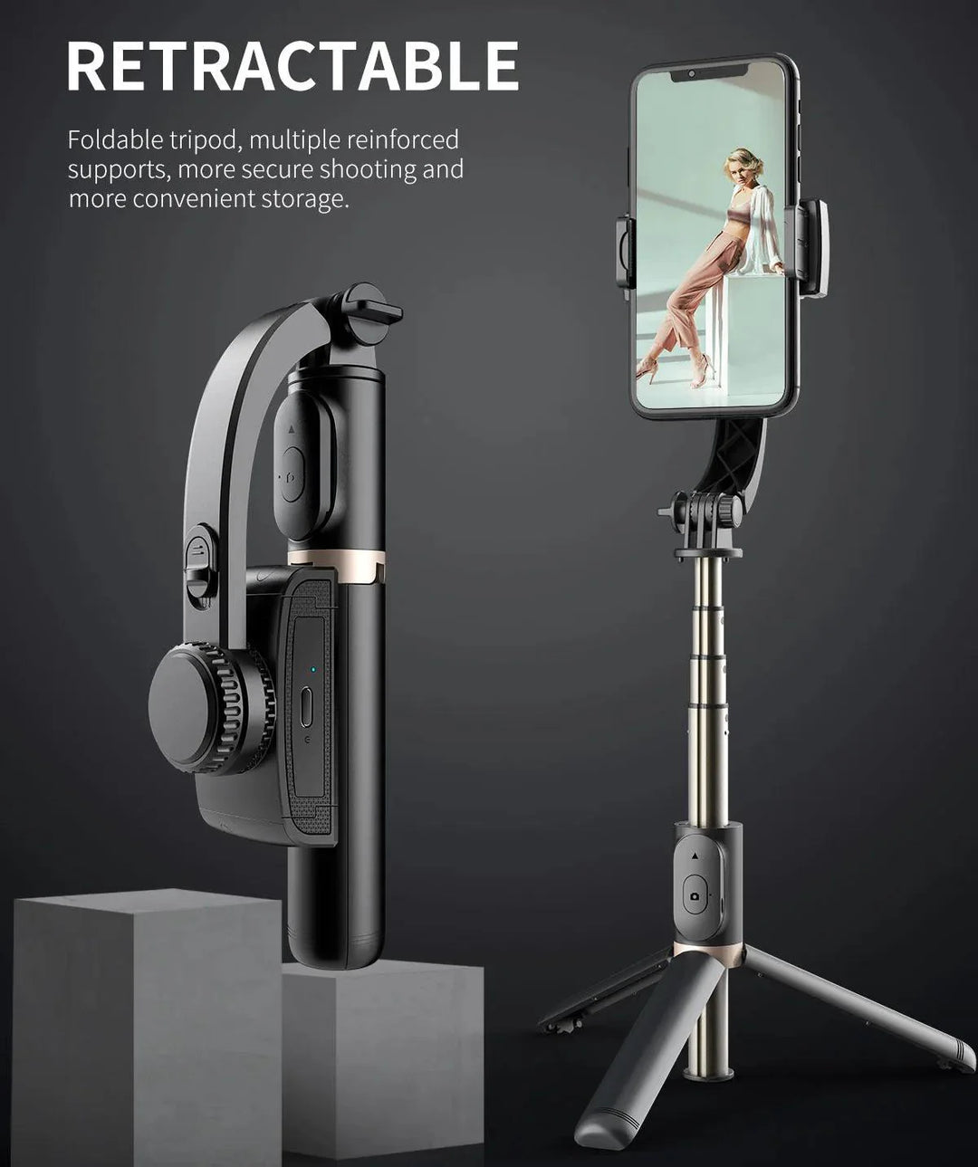 Lisslune | Smartphone Gimbal Stabilizer Kit with Bluetooth Tripod, Selfie Stick and Remote Control