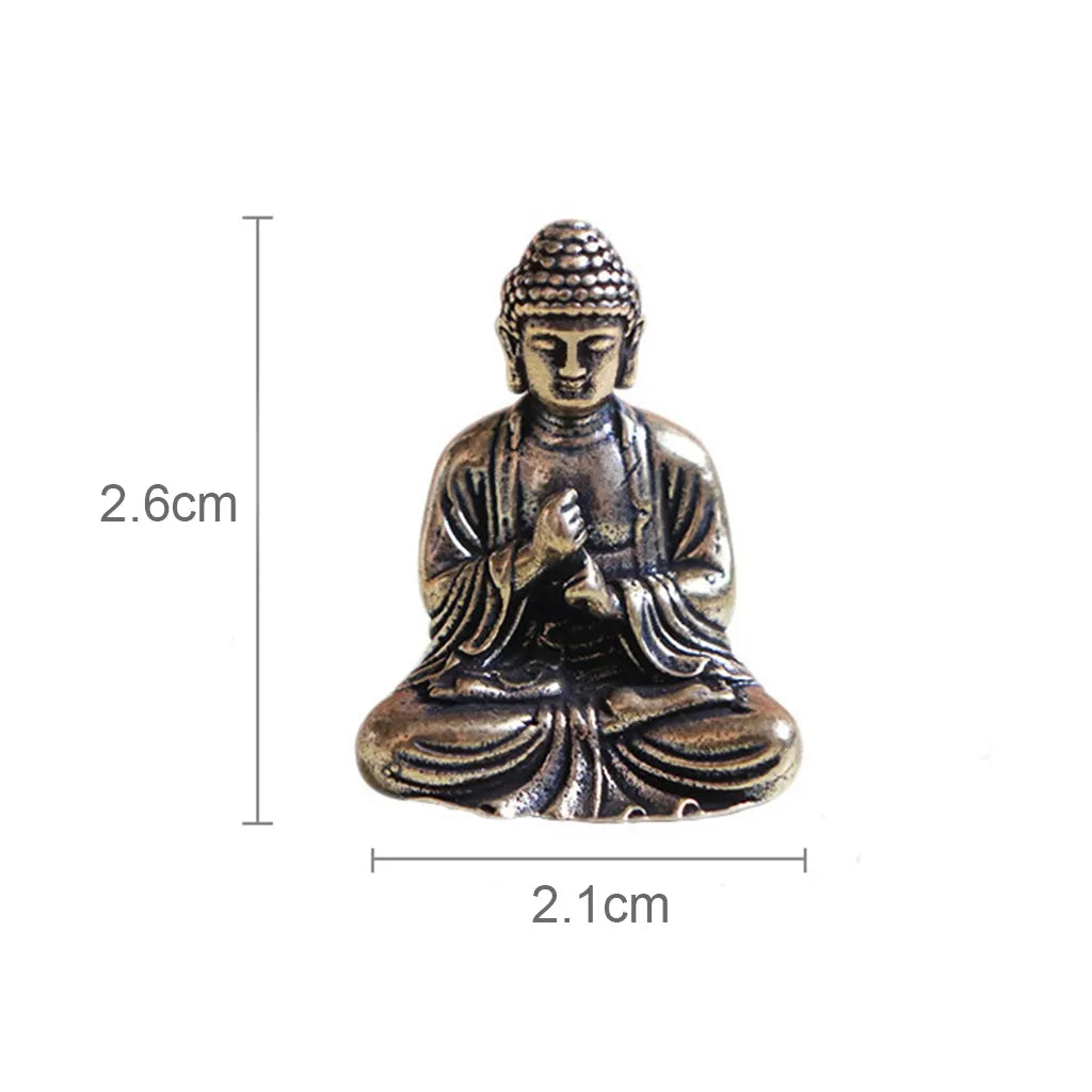Lisslune | 10 pieces mini brass sitting Buddha statue figure for travel Buddhism worship home office desk decoration
