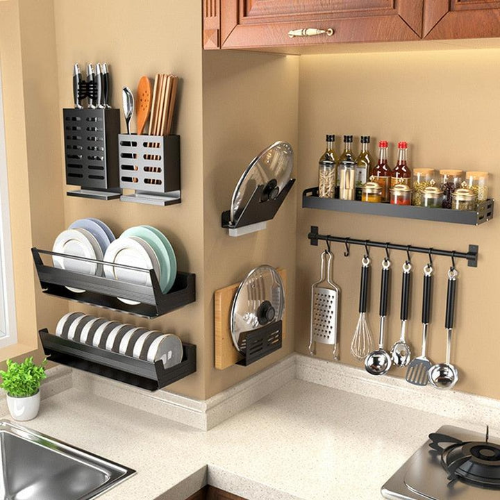 Lisslune | Elegant multifunctional aluminum storage rack with stylish hooks