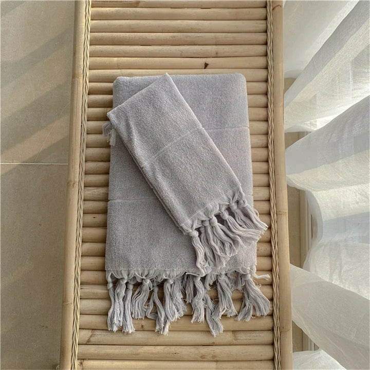 Rynx | Hand-knotted tassel made of pure cotton towel super absorbent household face bath towels bedspread women outdoor blanket