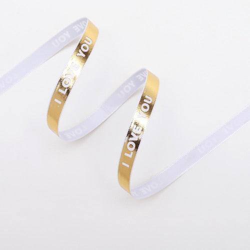 Lisslune | Luxurious Gold Bar Design Ribbon - 1 cm wide, 45 Yards for exquisite crafting and gift wrapping