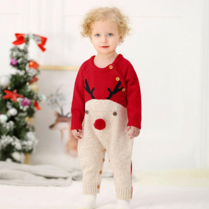 Lisslune | Warm Christmas Reindeer Knit Overall