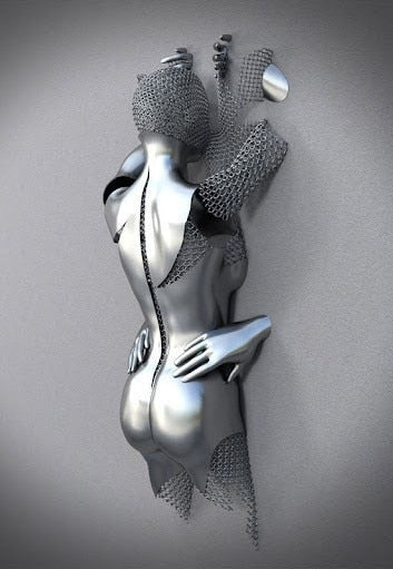 Lisslune | Metal Figure Statues Styles Abstract Canvas Painting Couples Wall Art Love Sculpture Poster Print Home Decor Living Room Gifts