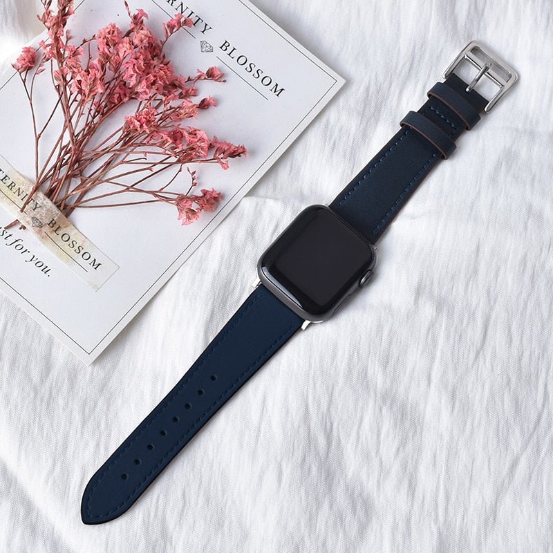 Lisslune | Leather strap for Apple Watch 42mm 38mm Series 3 4 5 6 SE 7 41MM 45MM