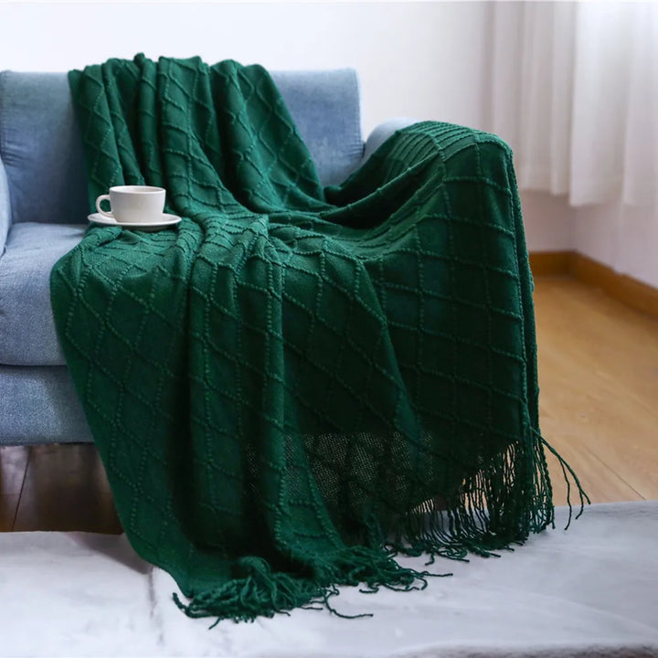 Lisslune | purple diamond knit blanket