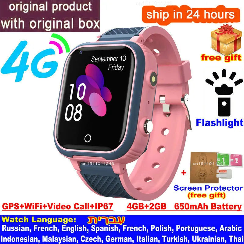 Lisslune | LT21 4G Kids Smartwatch with GPS, WiFi, Video Call, SOS, IP67 waterproof - Kids safety tracker and location monitoring cell phone watch